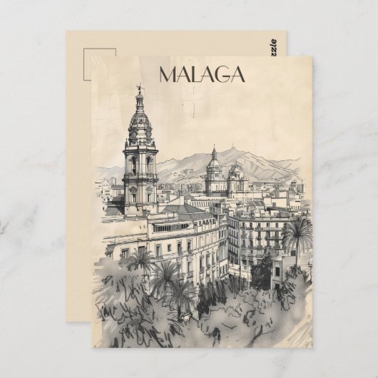 Malaga Spanje Reizen Briefkaart (Voorkant / Achterkant)