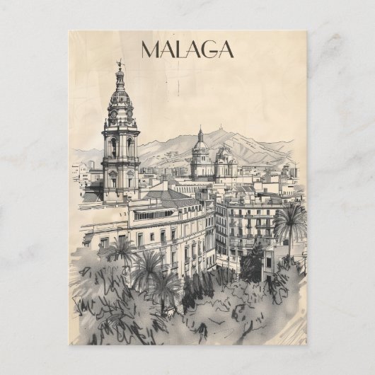 Malaga Spanje Reizen Briefkaart (Voorkant)