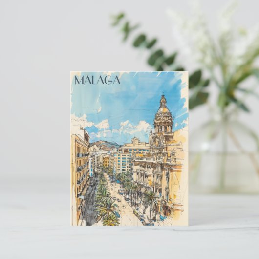 Malaga Spanje Reizen Briefkaart (Staand voorkant)