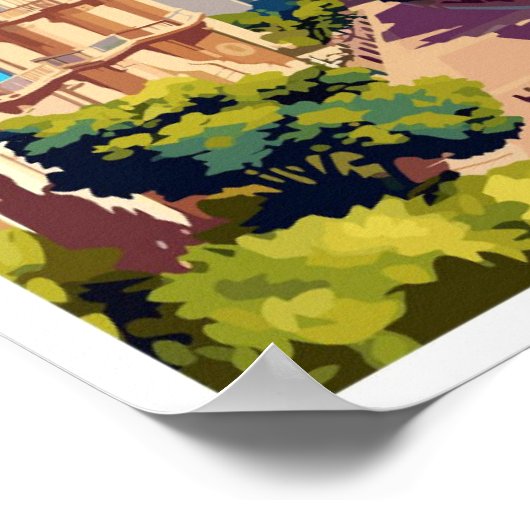 Malaga Spanje Reizen  Illustratie Poster (Hoek)