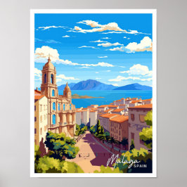 Malaga Spanje Reizen  Illustratie Poster