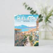 Malaga Spanje Reizen Kunst Vintage Briefkaart (Staand voorkant)