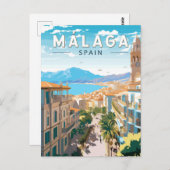 Malaga Spanje Reizen Kunst Vintage Briefkaart (Voorkant / Achterkant)