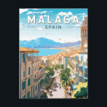 Malaga Spanje Reizen Kunst Vintage Briefkaart<br><div class="desc">Málaga retro vector reisontwerp. Gelegen langs de zonovergoten kusten van Zuid-Spanje,  Malaga wenkt reizigers met zijn boeiende mix van rijke geschiedenis,  levendige cultuur en adembenemende natuurlijke schoonheid.</div>
