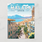 Malaga Spanje Reizen Kunst Vintage Briefkaart (Voorkant)