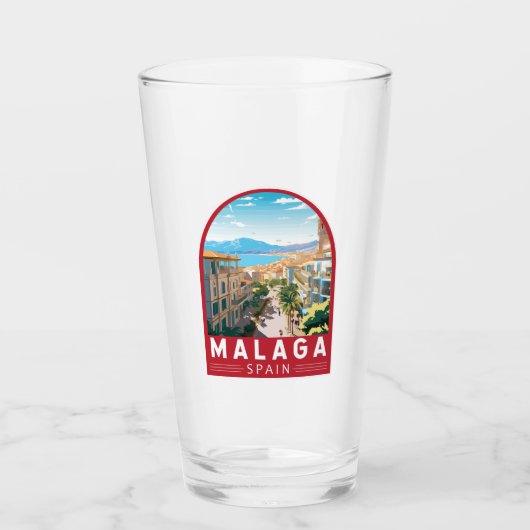 Malaga Spanje Reizen Kunst Vintage Glas (Voorkant)