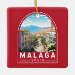 Malaga Spanje Reizen Kunst Vintage Keramisch Ornament<br><div class="desc">Málaga retro vector reisontwerp. Gelegen langs de zonovergoten kusten van Zuid-Spanje,  Malaga wenkt reizigers met zijn boeiende mix van rijke geschiedenis,  levendige cultuur en adembenemende natuurlijke schoonheid.</div>