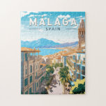 Malaga Spanje Reizen Kunst Vintage Legpuzzel<br><div class="desc">Málaga retro vector reisontwerp. Gelegen langs de zonovergoten kusten van Zuid-Spanje,  Malaga wenkt reizigers met zijn boeiende mix van rijke geschiedenis,  levendige cultuur en adembenemende natuurlijke schoonheid.</div>