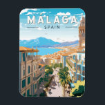 Malaga Spanje Reizen Kunst Vintage Magneet<br><div class="desc">Málaga retro vector reisontwerp. Gelegen langs de zonovergoten kusten van Zuid-Spanje,  Malaga wenkt reizigers met zijn boeiende mix van rijke geschiedenis,  levendige cultuur en adembenemende natuurlijke schoonheid.</div>