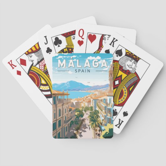 Malaga Spanje Reizen Kunst Vintage Pokerkaarten (Achterkant)