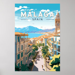 Malaga Spanje Reizen Kunst Vintage Poster