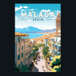 Malaga Spanje Reizen Kunst Vintage Poster<br><div class="desc">Málaga retro vector reisontwerp. Gelegen langs de zonovergoten kusten van Zuid-Spanje,  Malaga wenkt reizigers met zijn boeiende mix van rijke geschiedenis,  levendige cultuur en adembenemende natuurlijke schoonheid.</div>