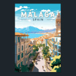 Malaga Spanje Reizen Kunst Vintage Poster<br><div class="desc">Málaga retro vector reisontwerp. Gelegen langs de zonovergoten kusten van Zuid-Spanje,  Malaga wenkt reizigers met zijn boeiende mix van rijke geschiedenis,  levendige cultuur en adembenemende natuurlijke schoonheid.</div>