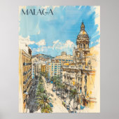 Malaga Spanje Reizen Poster (Voorkant)