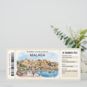 Malaga Spanje Trip Instapkaart Ticket Kaart (Staand voorkant)