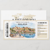 Malaga Spanje Trip Instapkaart Ticket Kaart (Voorkant / Achterkant)