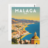 Malaga Spanje Vintage Briefkaart (Voorkant / Achterkant)