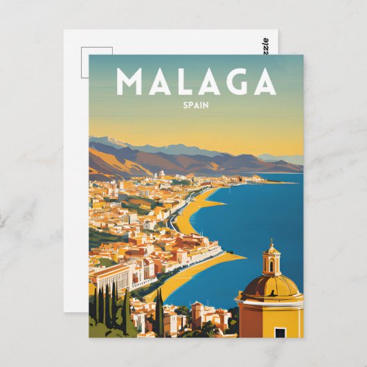 Malaga Spanje Vintage Briefkaart (Voorkant / Achterkant)