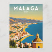 Malaga Spanje Vintage Briefkaart (Voorkant)