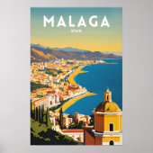 Malaga Spanje Vintage Poster (Voorkant)