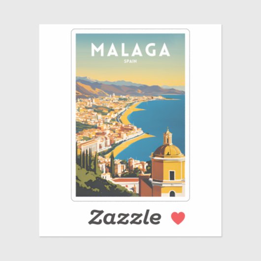 Malaga Spanje Vintage Sticker (Vel)