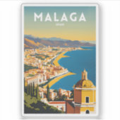 Malaga Spanje Vintage Sticker (Voorkant)