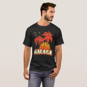 Malaga Summer Palm Trees 80s Beach Sunset T-shirt (Voorkant volledig)