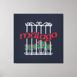 Malaga, window with flowers canvas afdruk