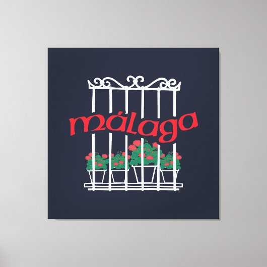 Malaga, window with flowers canvas afdruk (Voorkant)