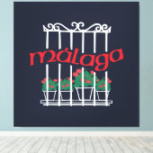 Malaga, window with flowers canvas afdruk (Insitu (Houten vloer))