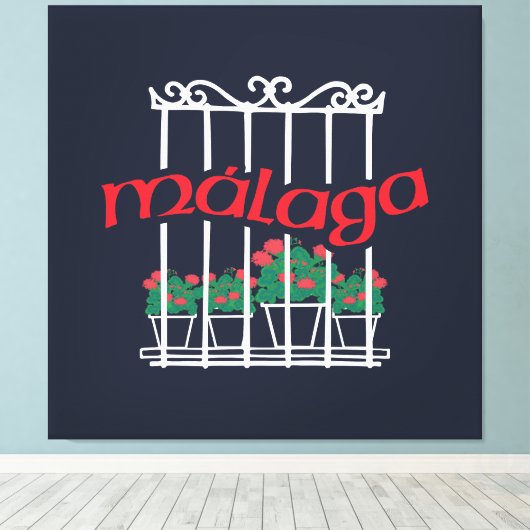 Malaga, window with flowers canvas afdruk (Insitu (Houten vloer))