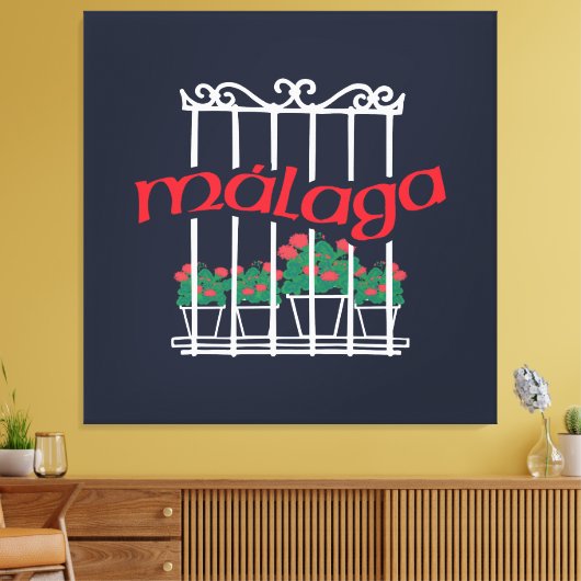 Malaga, window with flowers canvas afdruk (Insitu (Woonkamer))