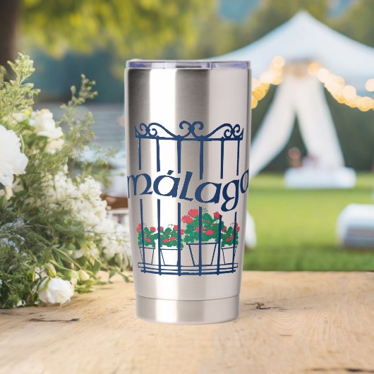 Malaga, window with flowers geïsoleerde drinkbeker (Bruiloft (Gedraaid)  )