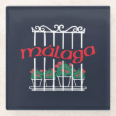 Malaga, window with flowers glazen onderzetter (Voorkant)