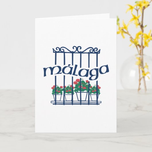 Malaga, window with flowers kaart (Gele Bloem)