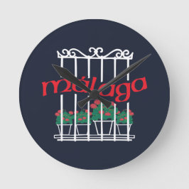 Malaga, window with flowers ronde klok