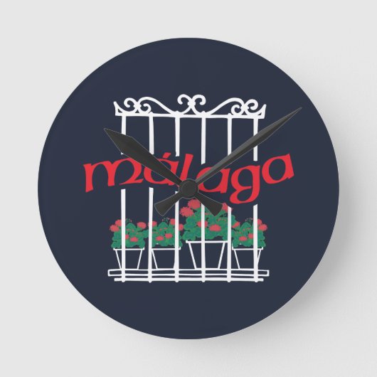 Malaga, window with flowers ronde klok (Voorkant)