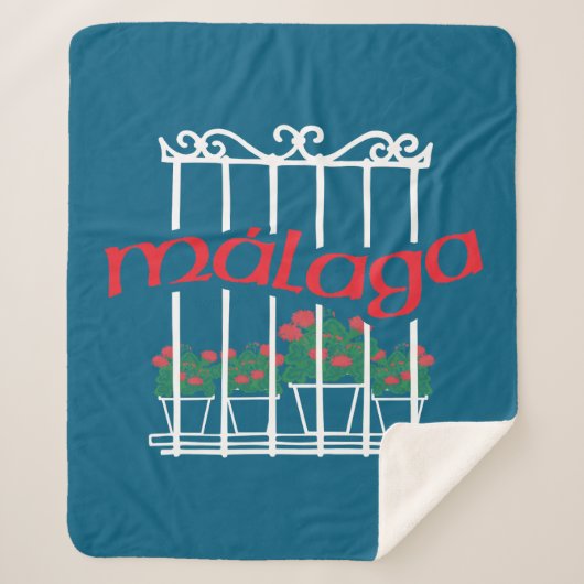Malaga, window with flowers sherpa deken (Voorkant)