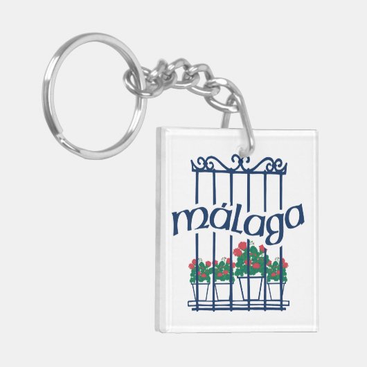 Malaga, window with flowers sleutelhanger (Voorkant Links)