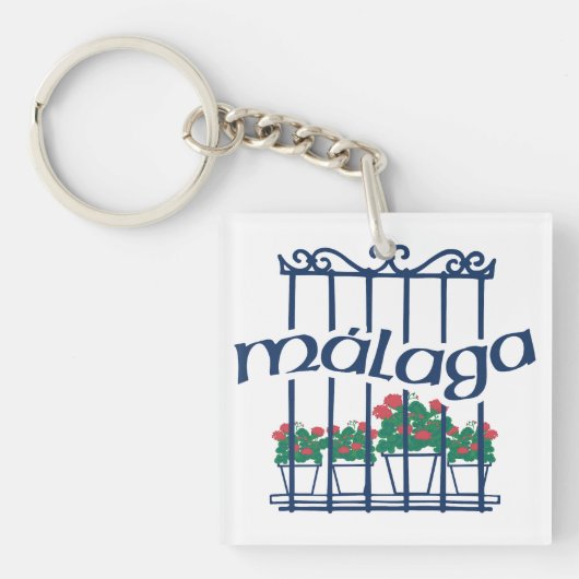 Malaga, window with flowers sleutelhanger (Voorkant)
