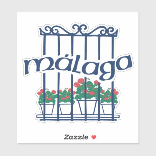 Malaga, window with flowers sticker (Vel)