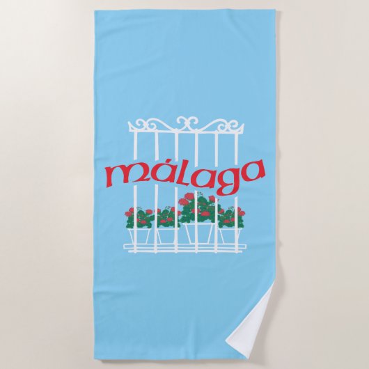 Malaga, window with flowers strandlaken (Voorkant)