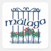 Malaga, window with flowers vierkante sticker (Voorkant)