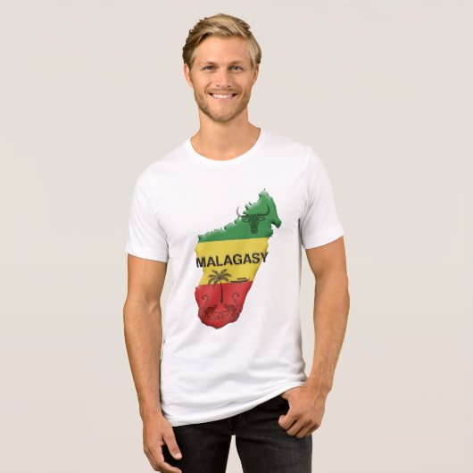 MALAGASSISCHE STIJL Tri-Blend SHIRT (Voorkant volledig)