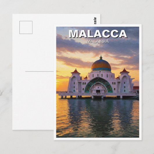 Malakka Straits Moskee Maleisië Briefkaart (Voorkant / Achterkant)