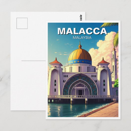 Malakka Straits Moskee Maleisië Briefkaart (Voorkant / Achterkant)