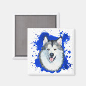 Malamute Dog Blue Abstract Magnet (Voorkant / Achterkant)
