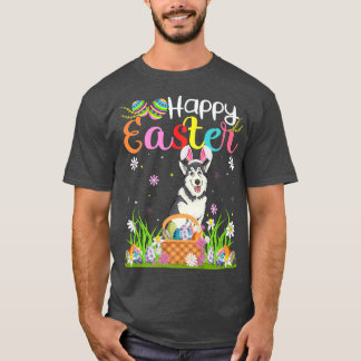 Malamute Dog Bunny Egg Hunting Funny Malamute Happ T-shirt