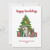 Malamute Dog Familie Kerstmis Feestdagenkaart (Voorkant)