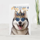 Malamute Dog King for a Day Funny Birthday Kaart (Voorkant)